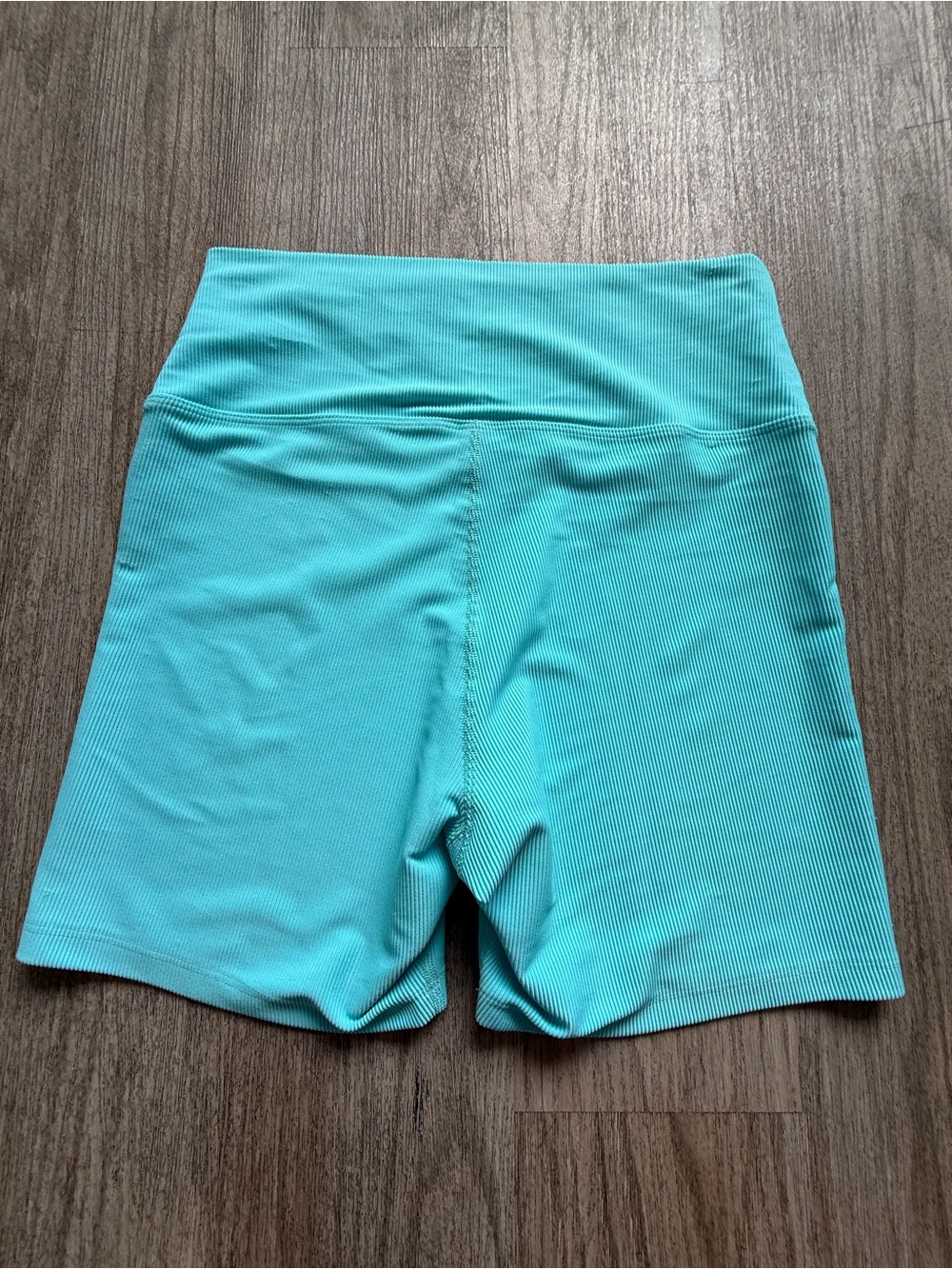 Beach Riot Turquoise Ribbed High-Waist Bike Shorts - Picture 5 of 6